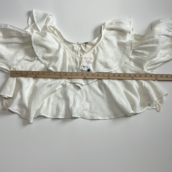 Free People White Ruffle Top NWT Small - Picture 7 of 8